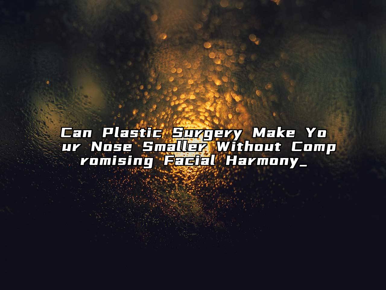 Can Plastic Surgery Make Your Nose Smaller Without Compromising Facial Harmony_
